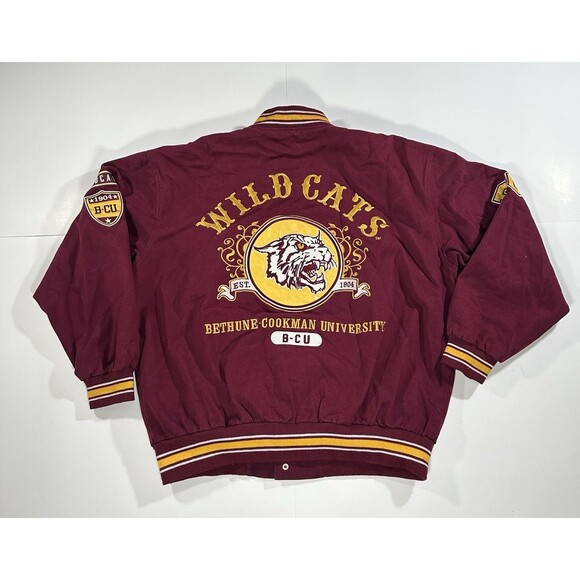 Big Boy Bethune-Cookman University Wildcats Button Up Jacket Patches Men’s Large - Picture 3 of 14